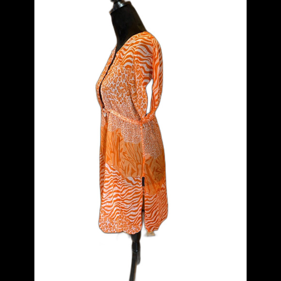Peppermint Bay Swimsuit Coverup Women’s Medium Sheer Orange Animal Print Sexy - Picture 3 of 9